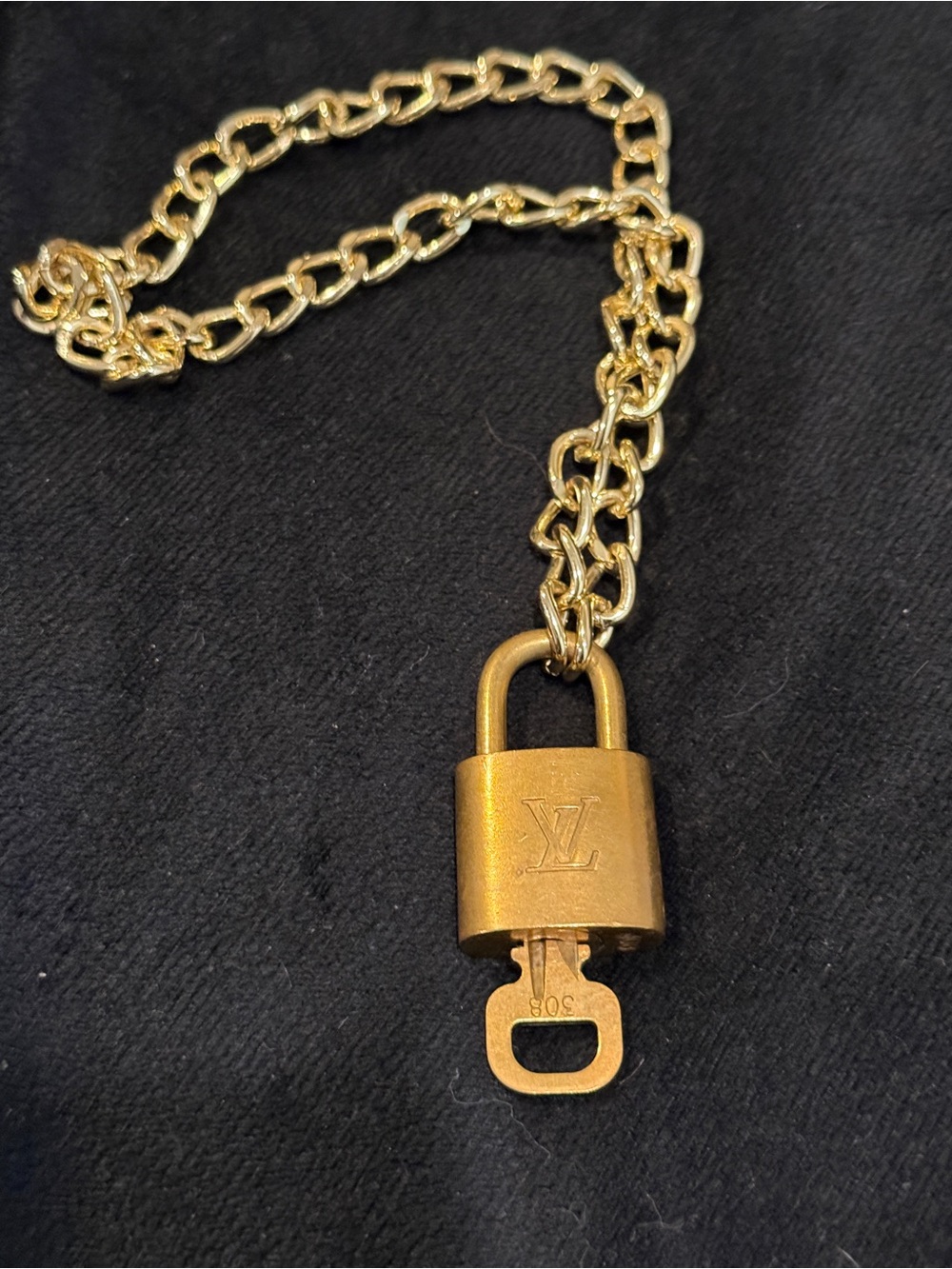 Louis Vuitton Gold-Tone Padlock Pendant Necklace